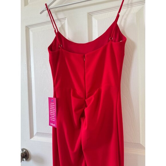 Betsy & Adam Red Spaghetti Strap Christmas Grown Cut-Out Formal Gown Size 6 - Picture 16 of 16